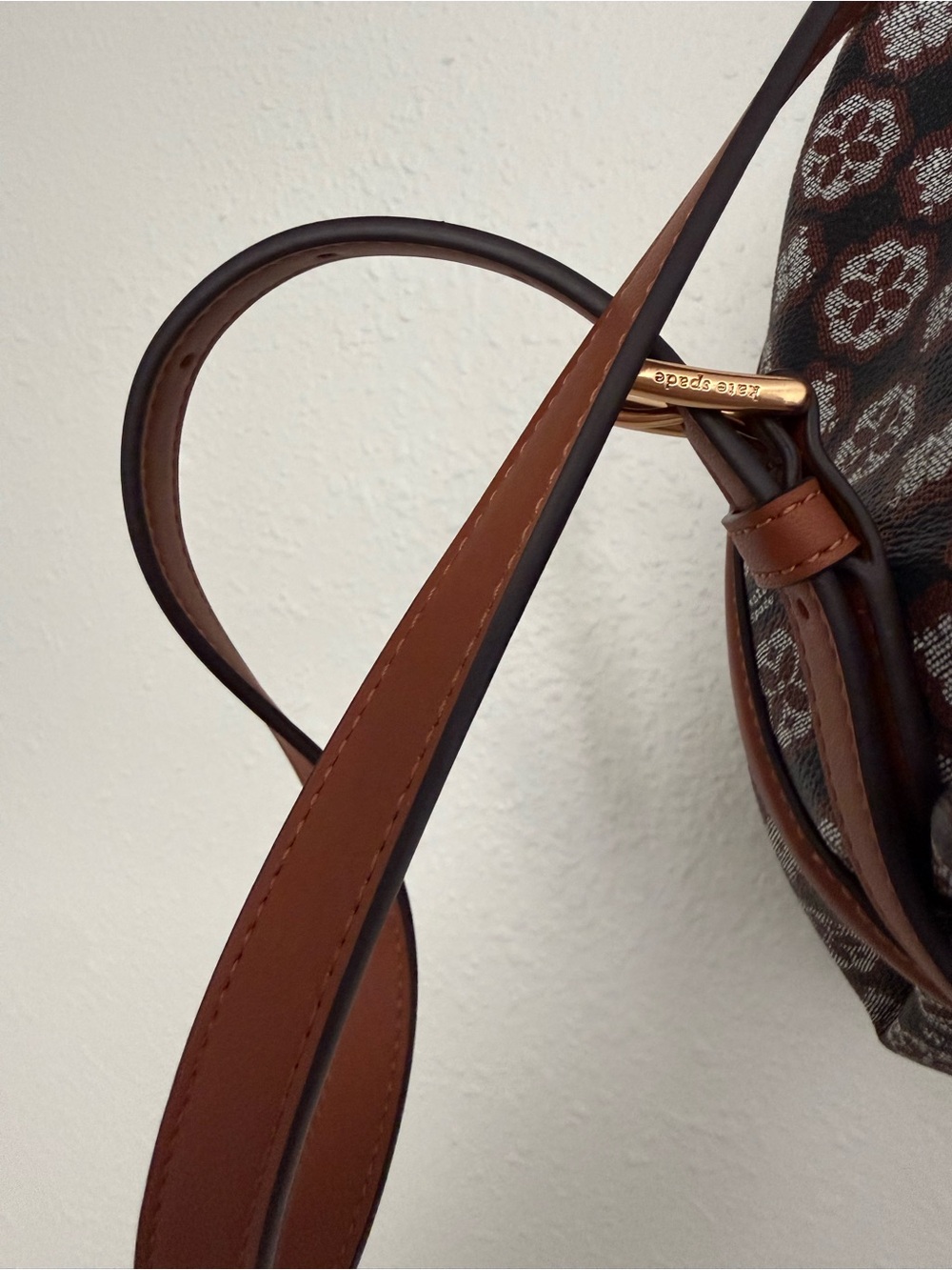 Kate Spade Flower Monogram Medium Backpack Brown Travel Bag - Picture 8 of 14